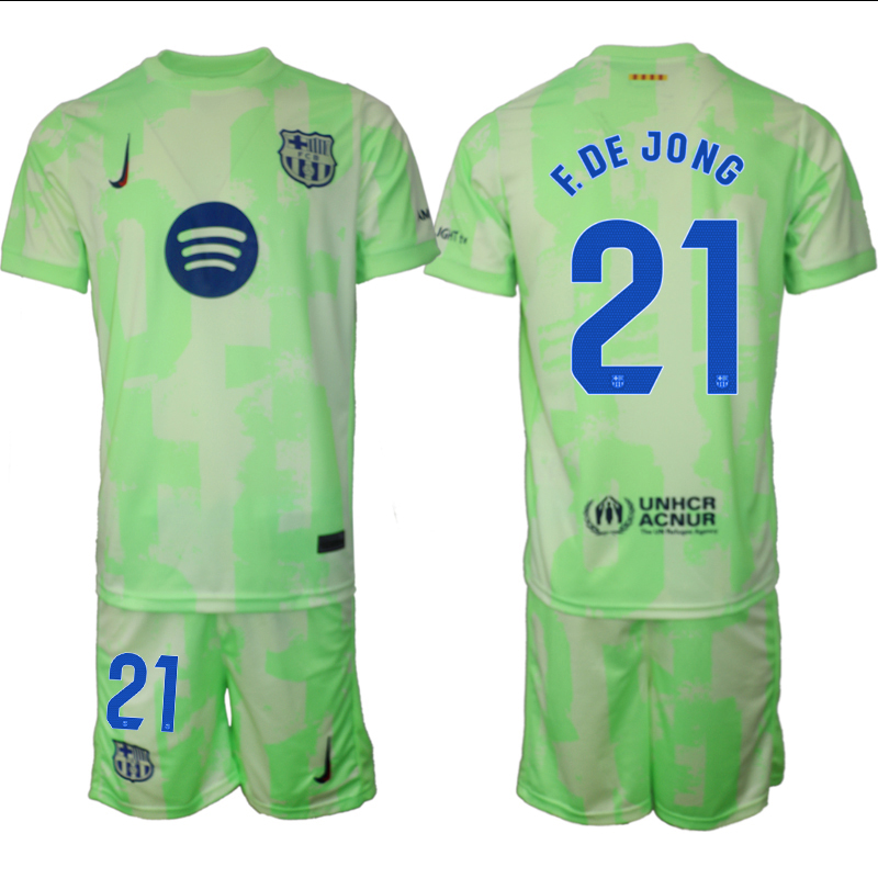 Men 2024-2025 Club Barcelona away Green #21 Soccer Jersey->barcelona jersey->Soccer Club Jersey
